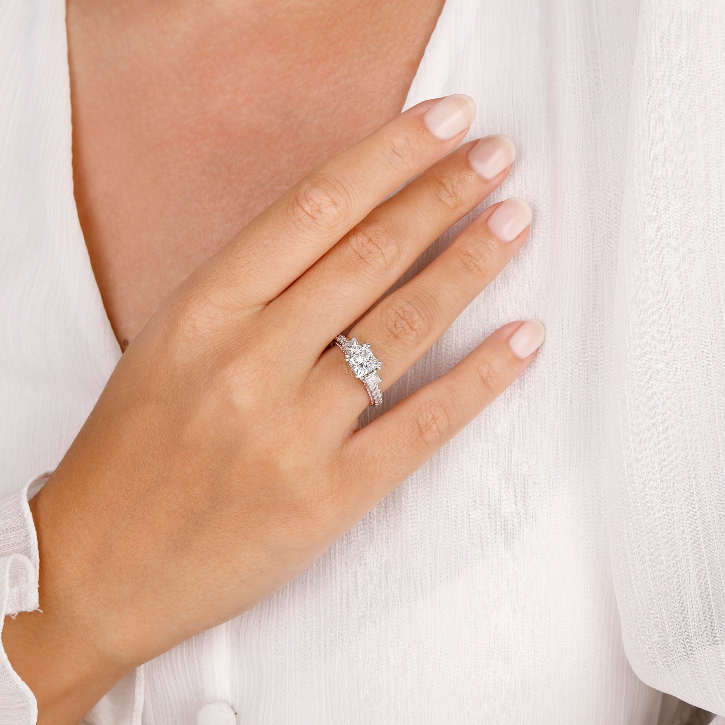 3 Princess Cut Engagement Ring